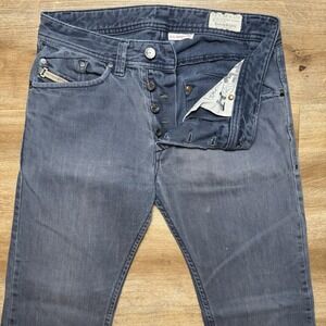 Diesel Jeans Men 29x32 Blue Darron Slim Tapered Leg Cotton Fade Hemmed 30" 008QU